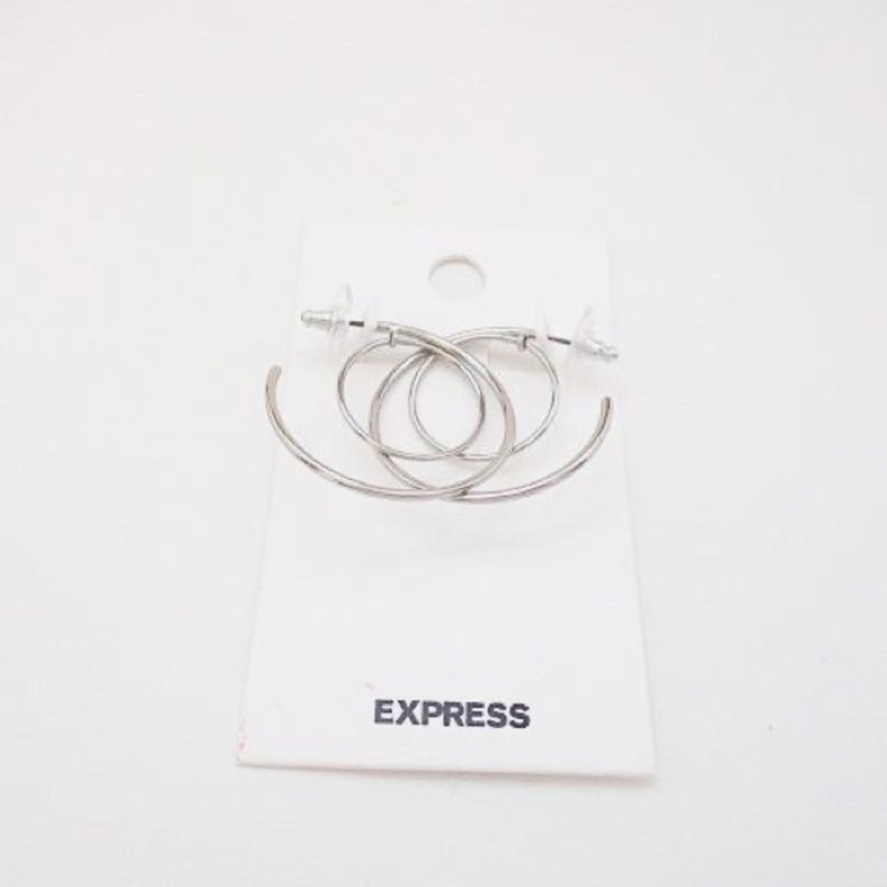 NWT Express Silver Tone Double Hoop Earrings
